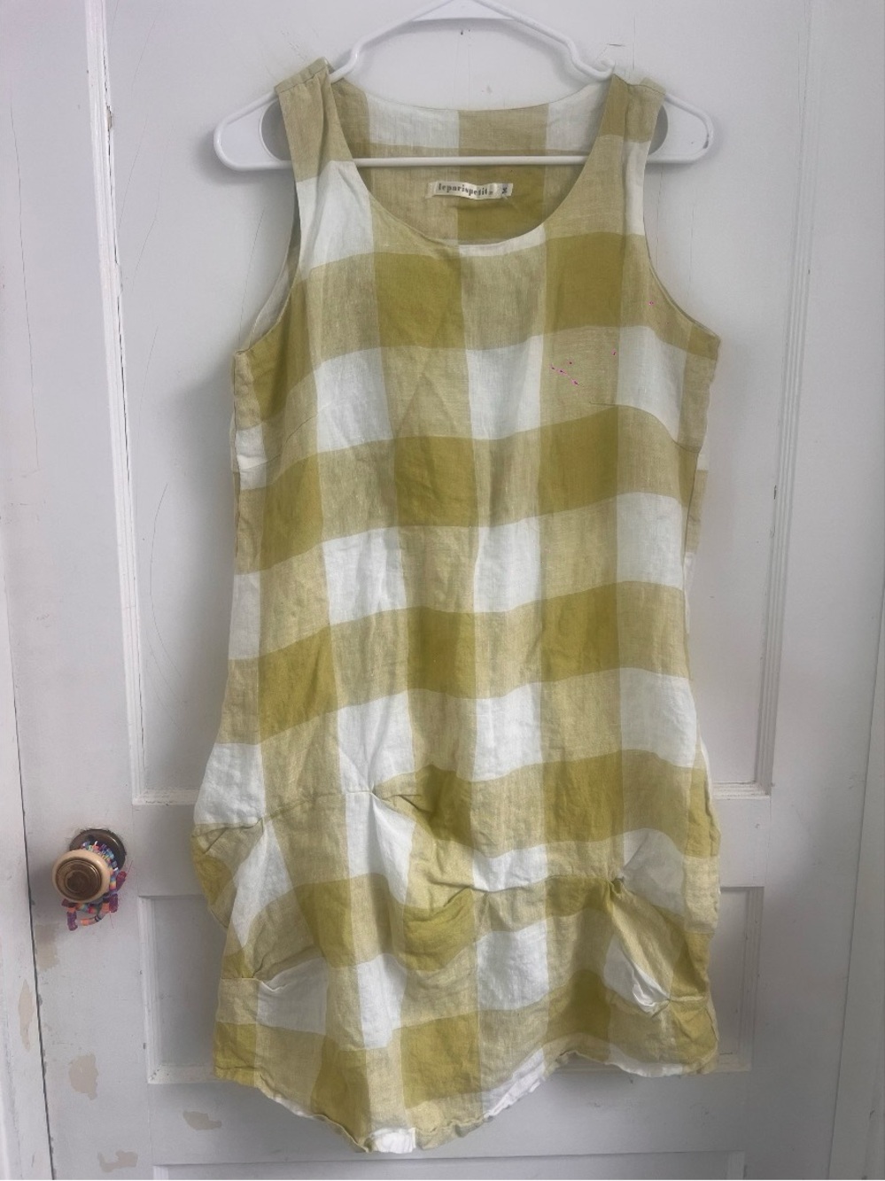 Lepetit Paris Linen Dress
Bubble Parachute Skirt Hem
Green
& White Size M